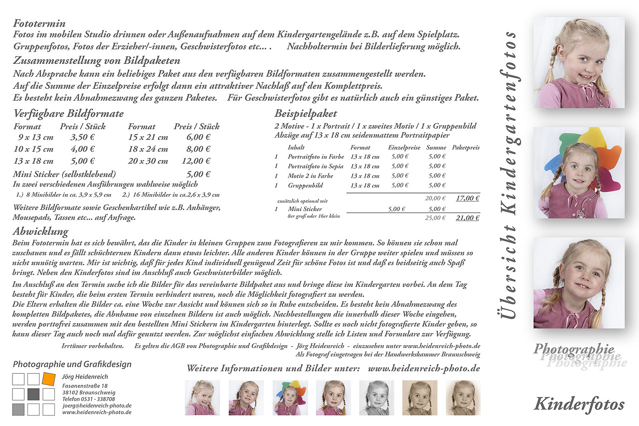 Kindergartenfotos Information - weitere Informationen per E-Mail